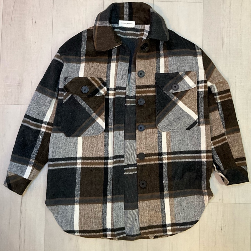 Goodnight Macaroon Plaid Flannel Button Up Jacket Shirt